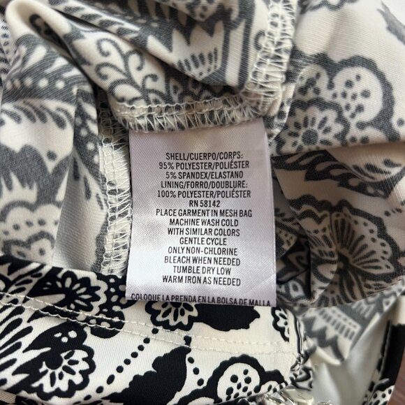 London Times Women’s Jumpsuit Keyhole Halter Black & White Floral Wide Leg Sz 6 - Picture 13 of 13